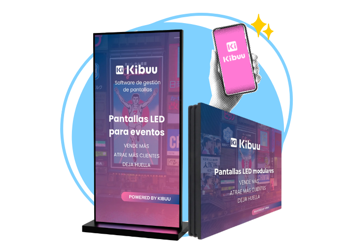 Servicios complementarios de publicidad de Kibuu - pantallas LED y app